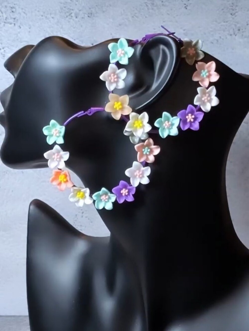 Hand CRAFTED Floral Hoop Earrings